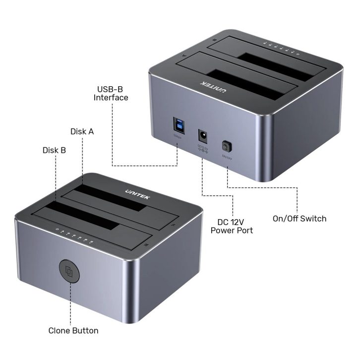 UNITEK STAZIONE DI CLONAZIONE 2X SATA 2 5 /3 5 USB 5GB