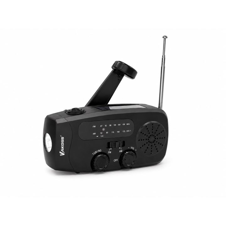 Vakoss FM-3660K FM/AM Radio d'emergenza con dinamo / torcia / power bank / pannello solare
