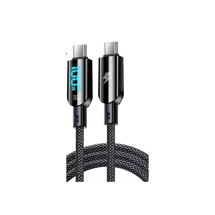 Vakoss TC-U560 USB-C to USB-C Cavo con display digitale 100W 1.5m nero