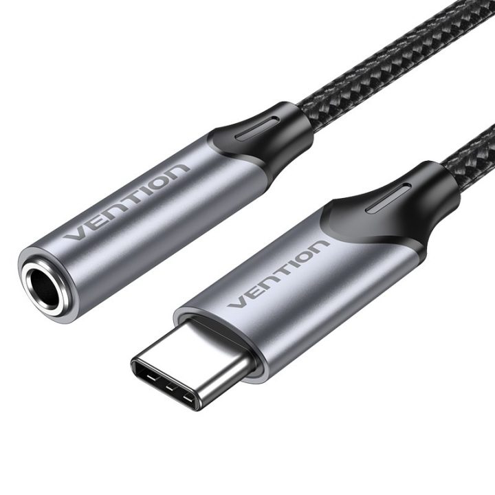 Vention USB-C Adattatore maschio a 3.5MM jack cuffie con DAC 0.1M grigio tipo lega di alluminio