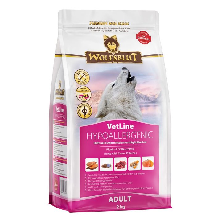WOLFSBLUT VetLine Hypoallergenic cavallo con patate dolci - cibo secco per cani - 2kg
