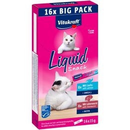 VITAKRAFT Snack liquido fegato con salmone - premietto per gatti - 16x15g