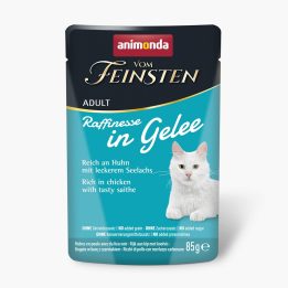 ANIMONDA Vom Feinsten Adult Raffinesse in gelatina ricco di pollo con merluzzo nero - cibo umido per gatti - 85g