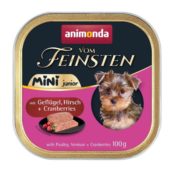 ANIMONDA Vom Feinsten Junior Mini pollame con selvaggina e mirtilli rossi - cibo umido per cani - 100g