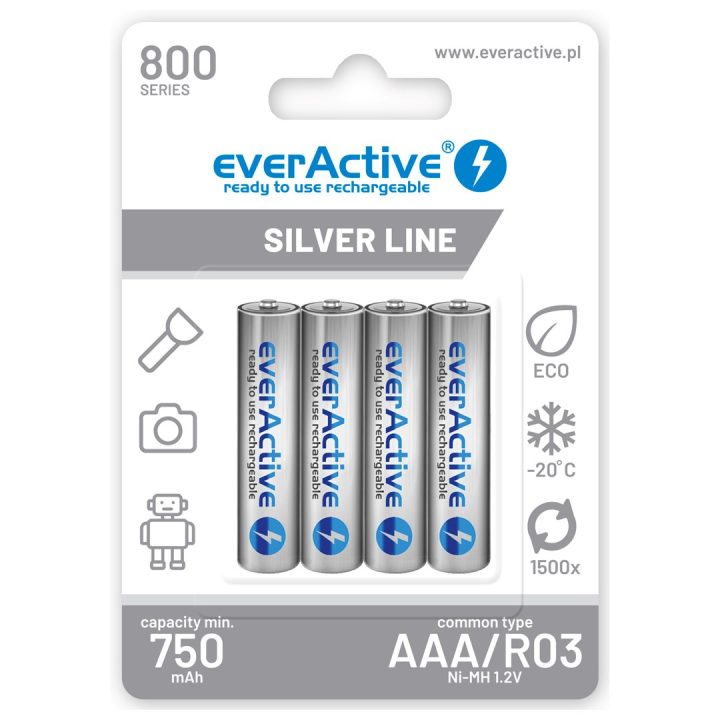 Batterie ricaricabili everActive Ni-MH R03 AAA 800 mAh Silver Line