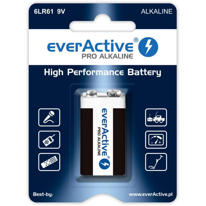 Batteria alcalina 6LR61 9V (R9*) everActive Pro