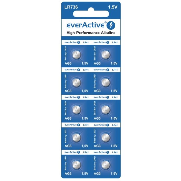 Mini batterie alcaline everActive G3 LR736 LR41 10 pezzi