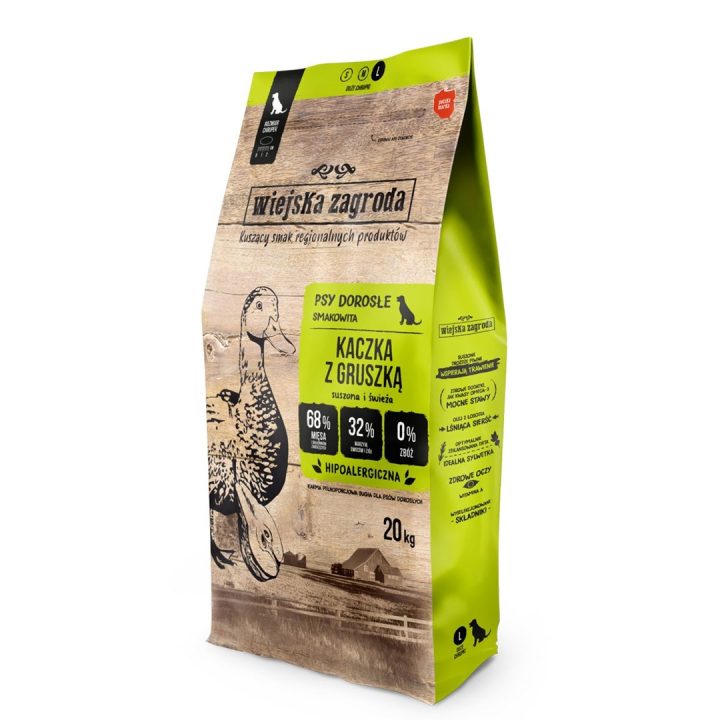 WIEJSKA ZAGRODA Anatra con pera M - cibo secco per cani - 20kg