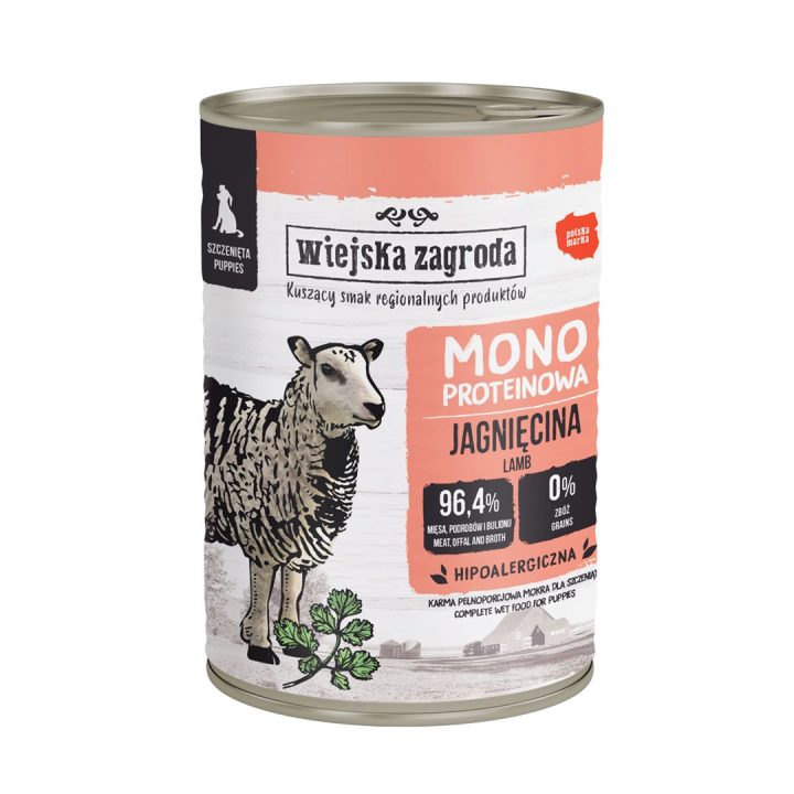 WIEJSKA ZAGRODA Puppy Monoprotein Agnello - cibo umido per cani - 400g