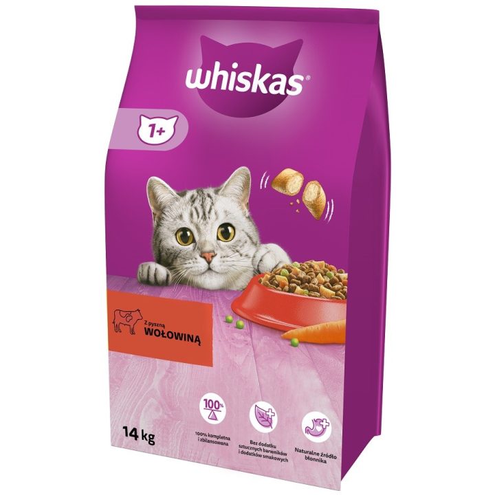 WHISKAS Adult manzo - cibo secco per gatti - 14 kg
