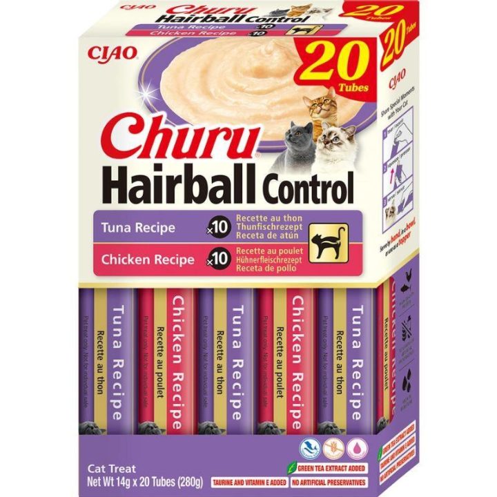 INABA Churu Hairball control Ricetta tonno e pollo - snack per gatti - 20x14g