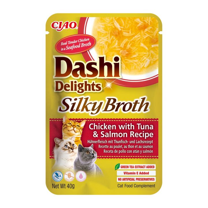INABA CAT Dashi Delights Silky Broth Pollo con tonno e salmone - snack per gatti - 40g