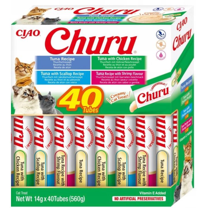 INABA Churu Variety box Tonno con frutti di mare - snack per gatti - 40 x 14g