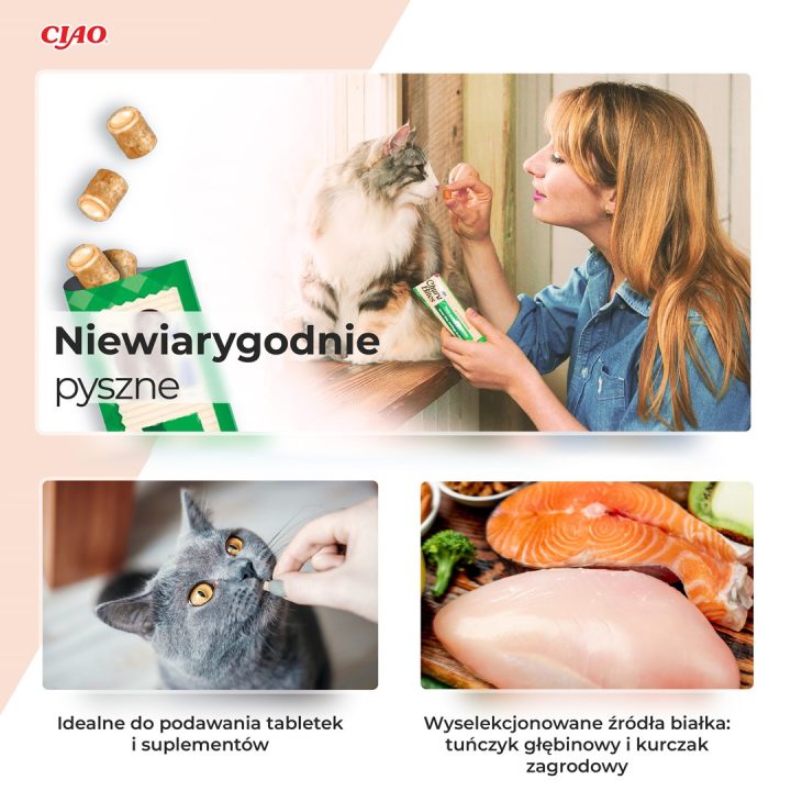 INABA Churu Bites Pollo con tonno e capasante - snack per gatti - 3x10 g