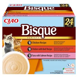 INABA Ciao Bisque Zuppa cremosa con pollo manzo e pesce - snack per gatti - 24x40g
