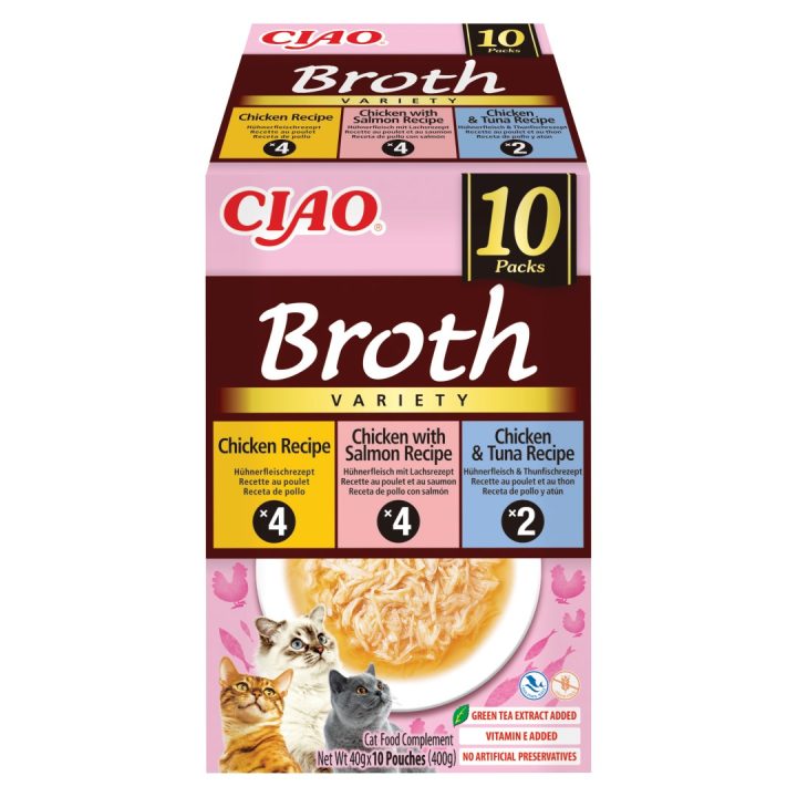 INABA Ciao Brodo con pollo salmone e tonno - snack per gatti - 10x40g