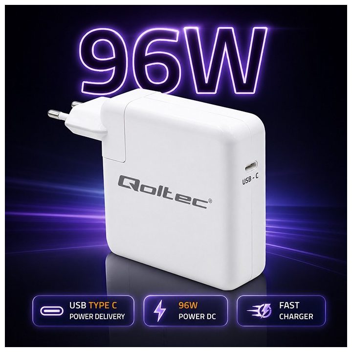 Qoltec 51783 PD 96W caricabatterie | 5-20V | 3-4.8A | USB-C