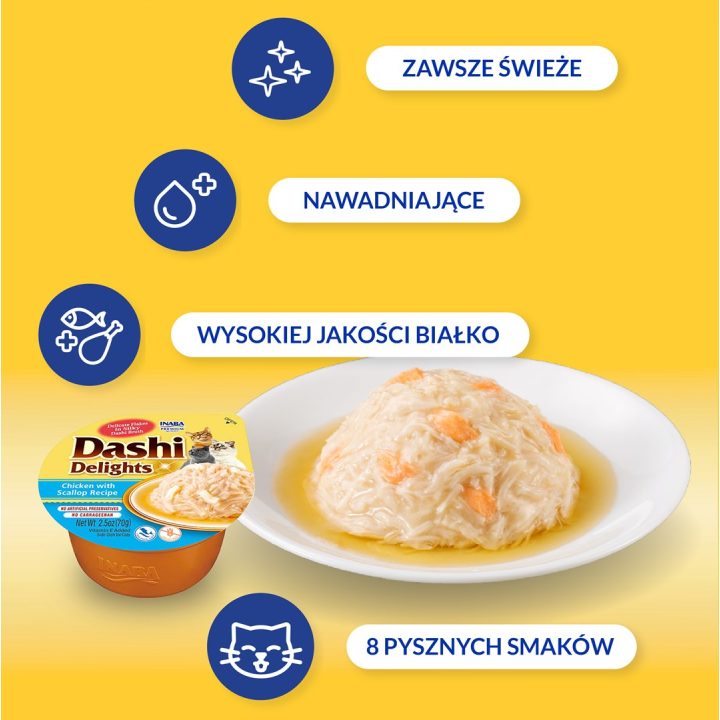 INABA Dashi Delights Pollo con capasanta in brodo - snack per gatti - 70g