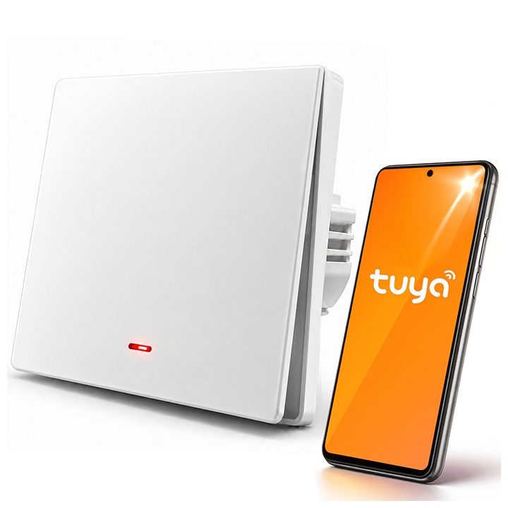 Qoltec 52719 Interruttore luce smart 1-Gang | Wi-Fi | Timer | Tuya | Smart life | Bianco