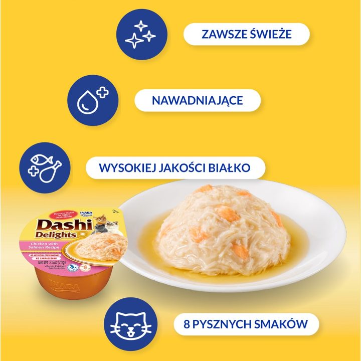 INABA Dashi Delights Pollo con salmone in brodo - snack per gatti - 70g