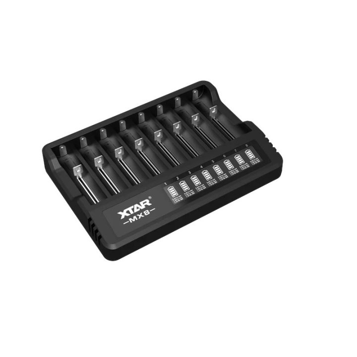 Caricabatterie Li-ion 3 6V / 3 7V / 1 5V e 1 2V Ni-MH XTAR MX8