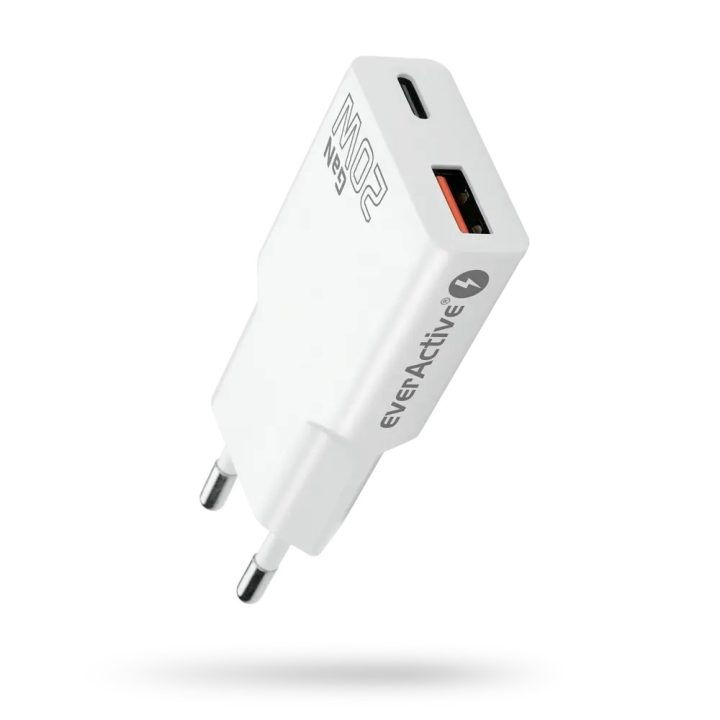 Caricabatterie everActive GaN SUPER SLIM SC-340Q USB QC3.0 e USB-C PD 20W