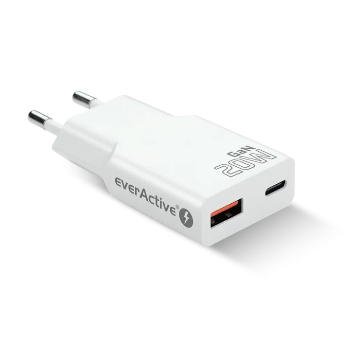 Caricabatterie everActive GaN SUPER SLIM SC-340Q USB QC3.0 e USB-C PD 20W