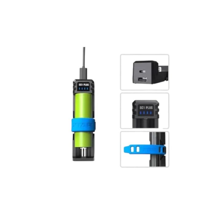 Caricabatterie rapido per batterie 3.7V/1.2V XTAR SC1+ USB-C power bank