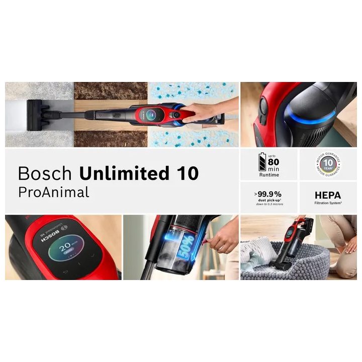 Bosch BCS1041PET scopa elettrica batteria secco HEPA senza sacchetto 0.4 L 23.5 W nero rosso 4 Ah