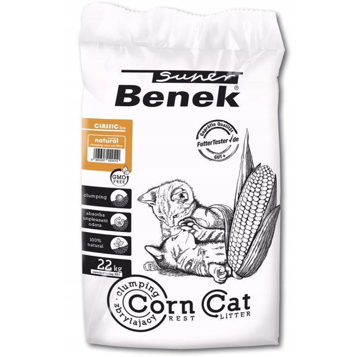SUPER BENEK Corn Classic lettiera per gatti mais naturale agglomerante 35 l
