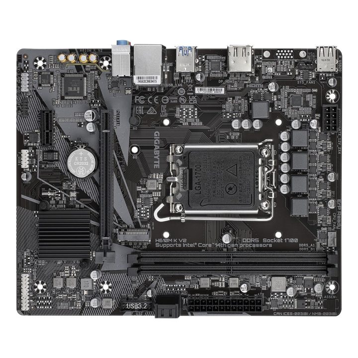 GIGABYTE H610M K V2 scheda madre - processori Intel Core 14ª generazione fino a 5600MHz DDR5 1xPCIe 3.0 M.2 1GbE LAN USB 3.2 Gen