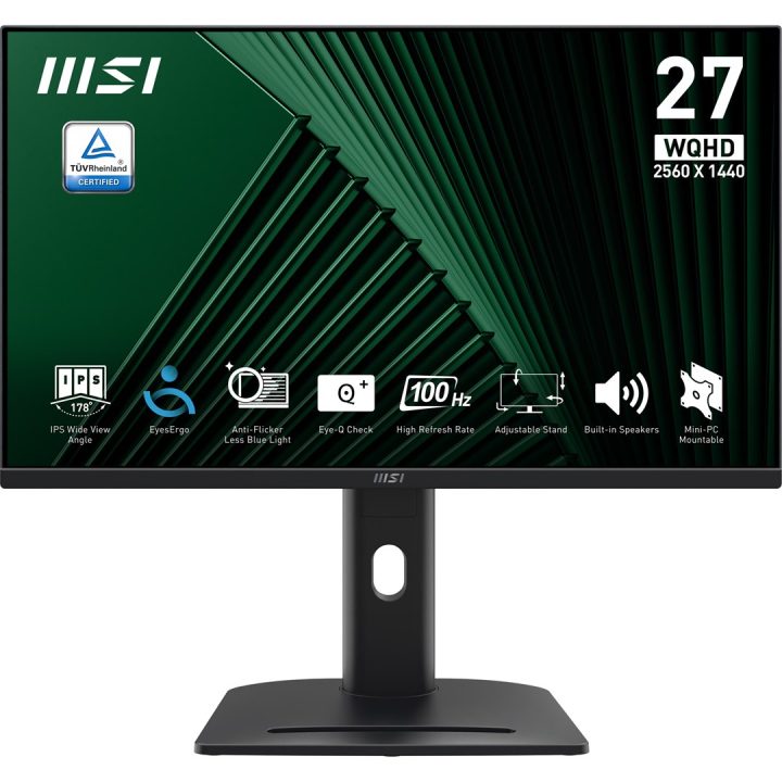 MSI Pro MP275QPG 27 Monitor QHD (2560 x 1440) 100Hz IPS 1ms 2x HDMI 2.0b 1x DP 1.2a uscita altoparlanti integrati anti-riflesso