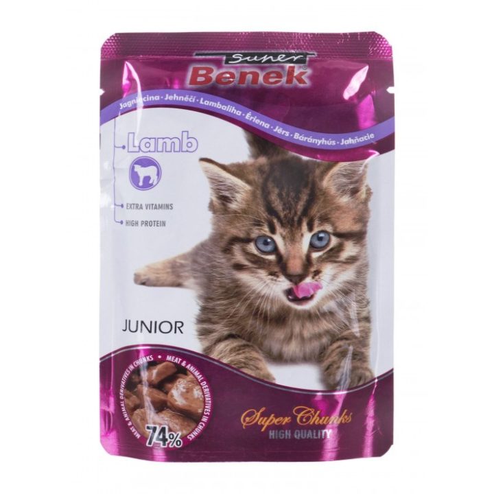 SUPER BENEK Junior Agnello in salsa - cibo umido per gatti - 100 g
