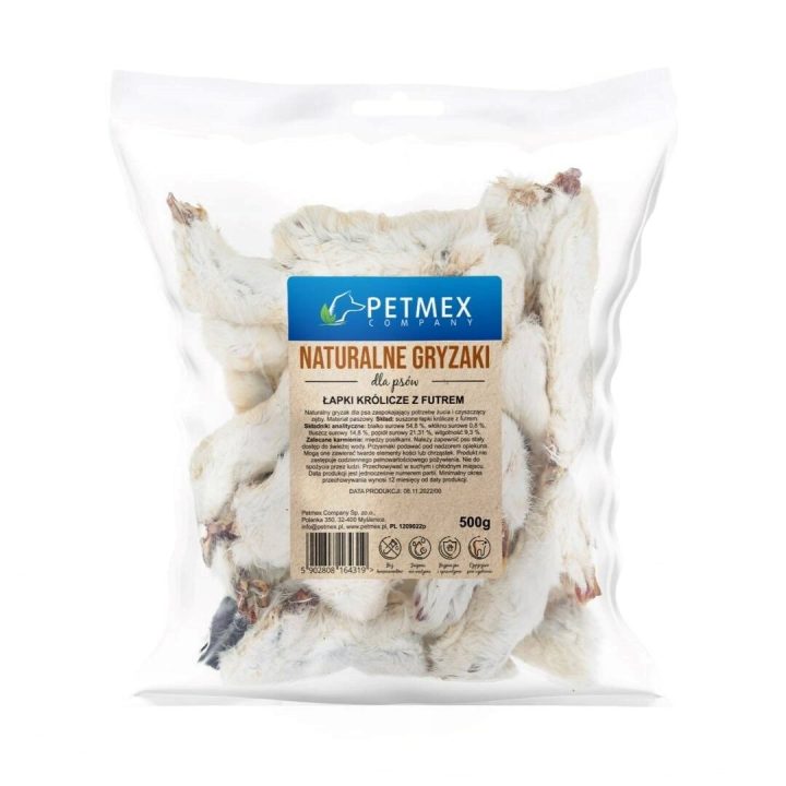 PETMEX Zampe di coniglio con pelo Mono – snack per cani – 500g