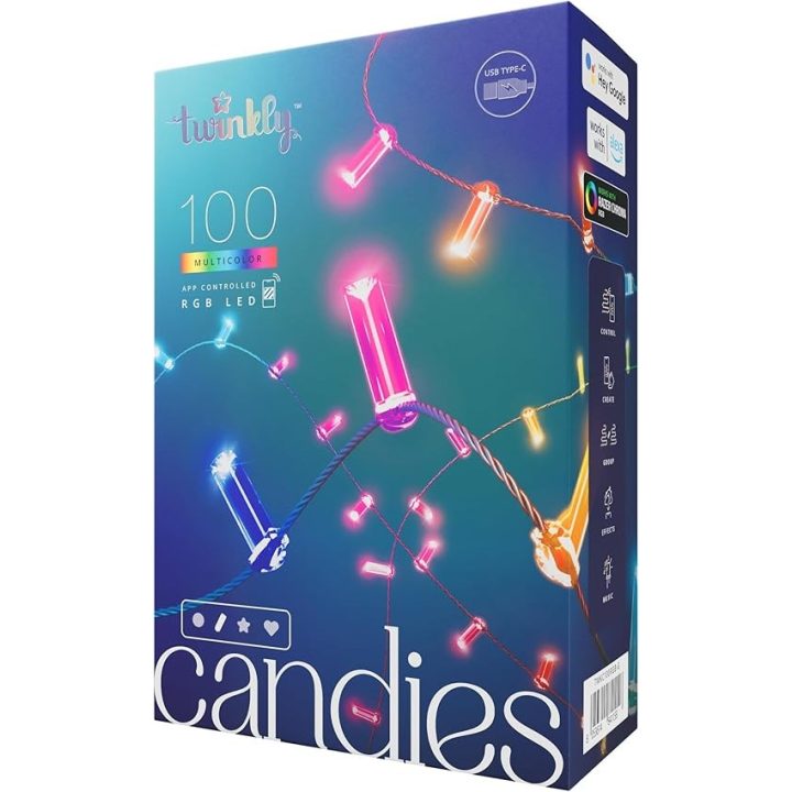 Luci di Natale Twinkly Candies LED TWKC100RGB-G 6 M forma candela