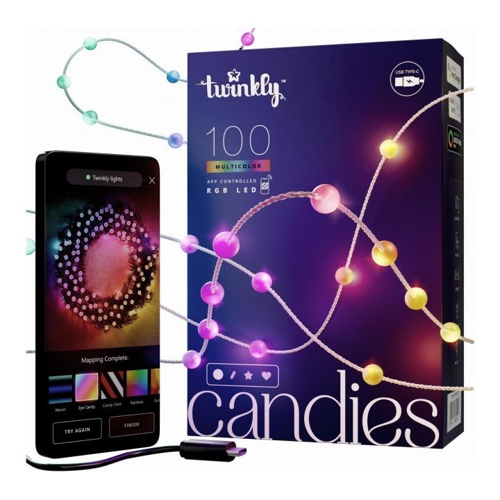 Luci natalizie per albero Twinkly Candies LED TWKP100RGB-T 6 m 100 a forma di perla