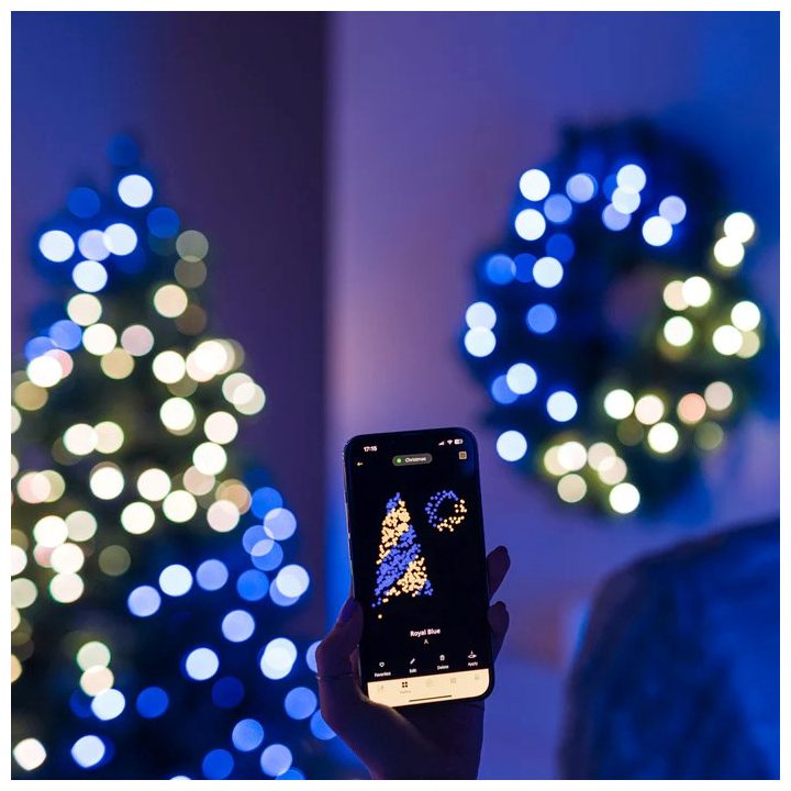 Twinkly corona preilluminata 50 RGB LED filo verde spina tipo C