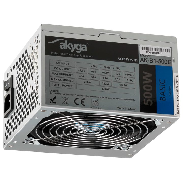 Akyga AK-B1-500E alimentatore 500 W 20+4 pin ATX ATX grigio