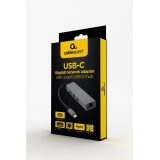 Gembird A-CMU3-LAN-01 USB-C Gigabit adattatore di rete con hub USB 3.1 a 3 porte