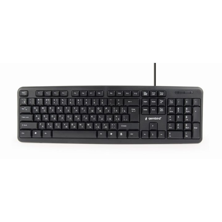 Gembird KB-U-103-RU Tastiera Office USB QWERTY Inglese Russo Nero