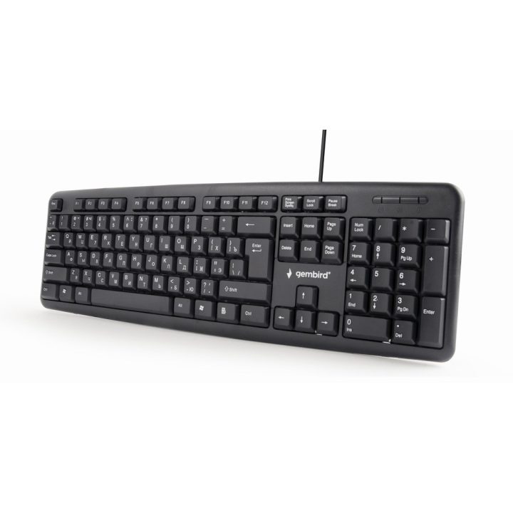 Gembird KB-U-103-RU Tastiera Office USB QWERTY Inglese Russo Nero