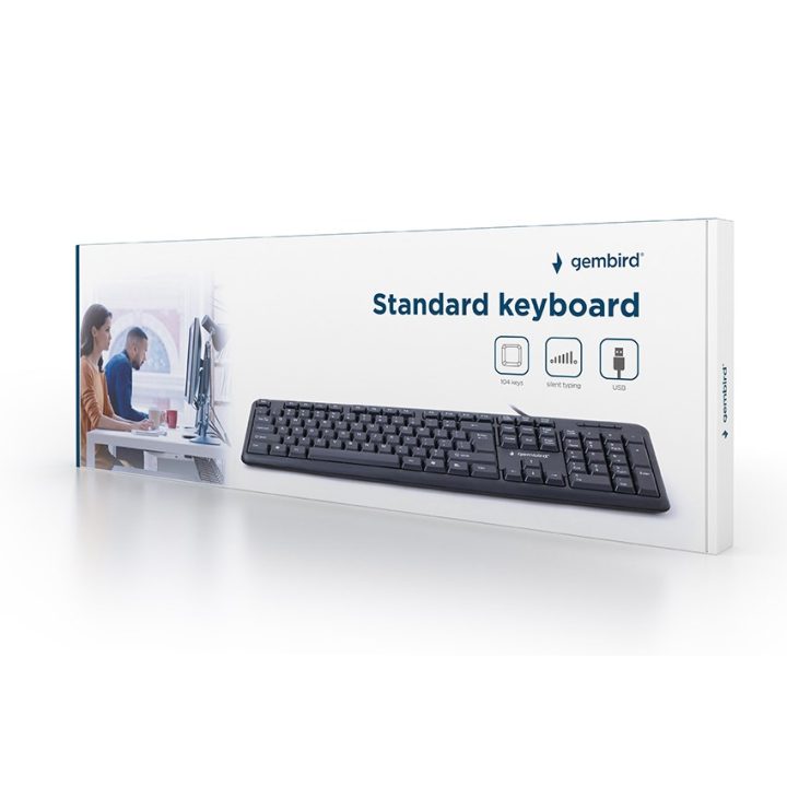 Gembird KB-U-103-RU Tastiera Office USB QWERTY Inglese Russo Nero