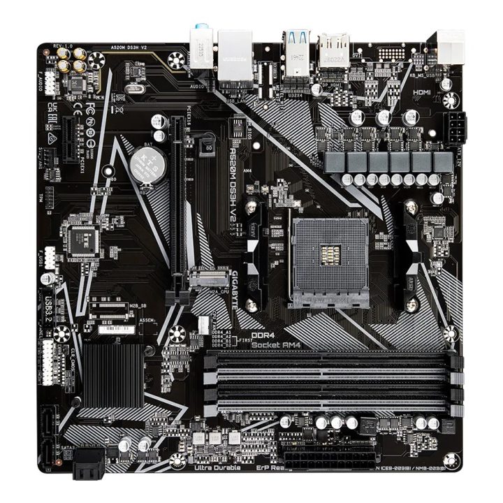 GIGABYTE A520M DS3H V2 Scheda madre - Supporta CPU AMD Ryzen 5000 Series AM4 fino a 4733MHz DDR4 (OC) PCIe 3.0 x16 GbE LAN USB 3