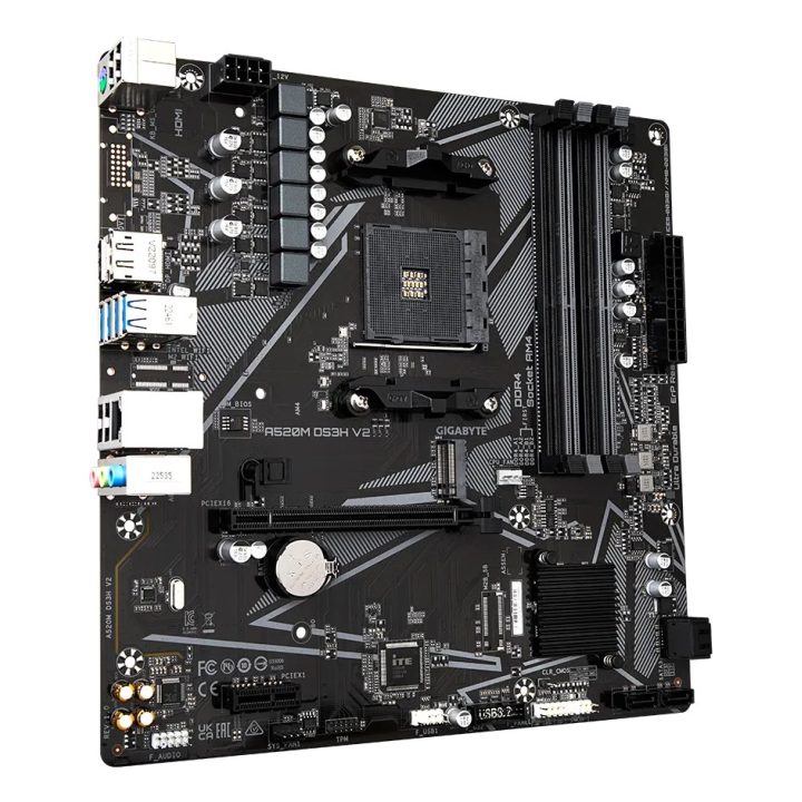 GIGABYTE A520M DS3H V2 Scheda madre - Supporta CPU AMD Ryzen 5000 Series AM4 fino a 4733MHz DDR4 (OC) PCIe 3.0 x16 GbE LAN USB 3