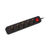 Lanberg PS1-05F-0150-BK prolunga 1.5 m 5 AC presa(e) Interno Nero