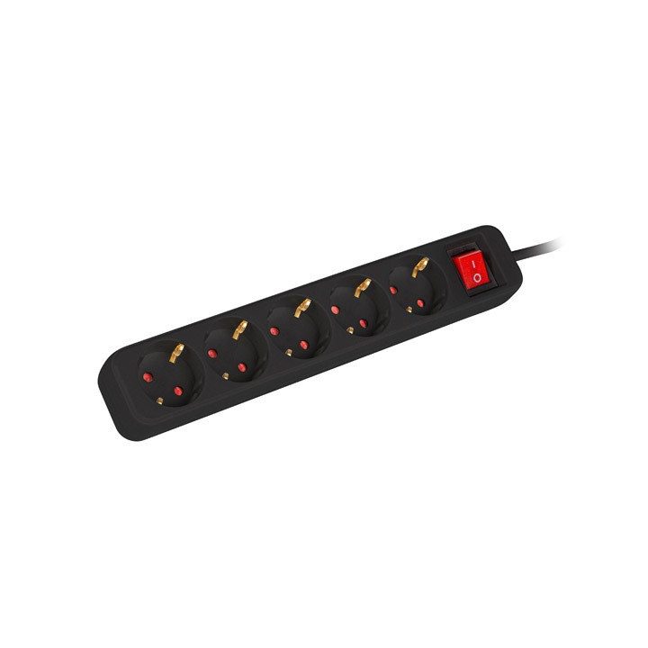 Lanberg PS1-05F-0150-BK prolunga 1.5 m 5 AC presa(e) Interno Nero