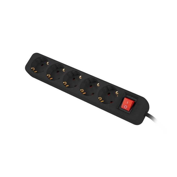 Lanberg PS1-05F-0150-BK prolunga 1.5 m 5 AC presa(e) Interno Nero