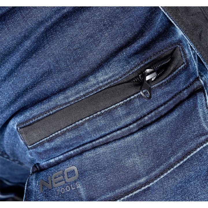 NEO TOOLS DENIM Pantaloni da lavoro Cordura Rinforzi Tasche con Fondina Staccabile Blu navy Taglia M/50