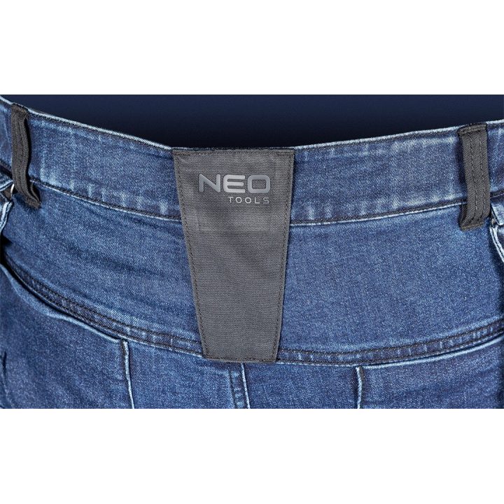NEO TOOLS DENIM Pantaloni da lavoro Cordura Rinforzi Tasche con Fondina Staccabile Blu navy Taglia M/50