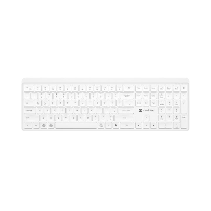 Natec Tang US tastiera wireless BT + 2.4 GHz silenziosa slim bianco